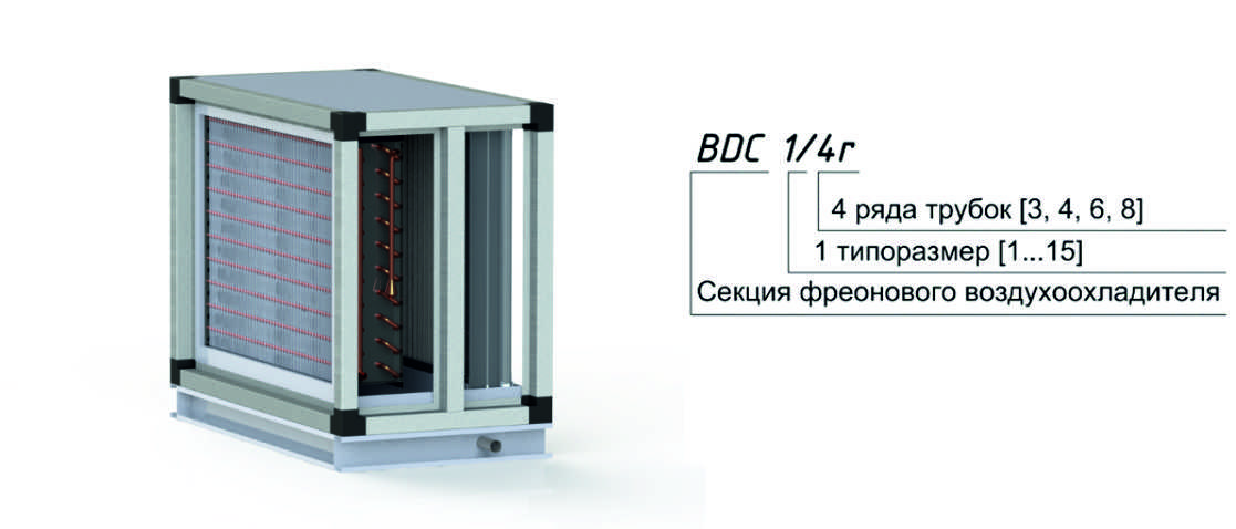 Секция фреонового воздухоохладителя для центрального кондиционера